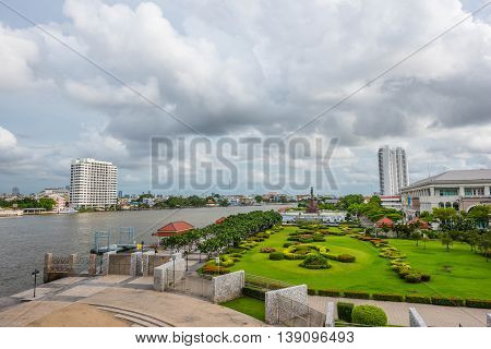 View of Chao Praya River from Rama 8 Bridge - Bangkok Thailand