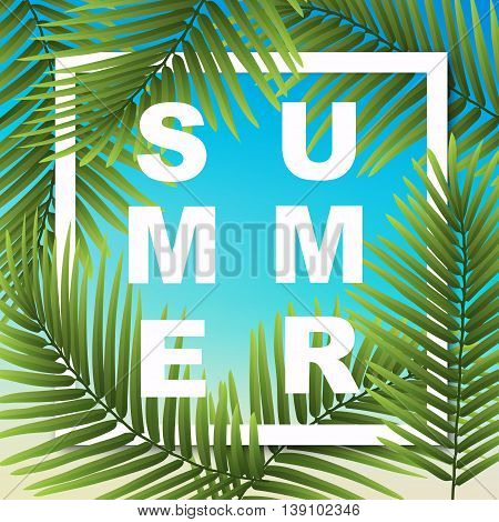 Summer Wallpaper With Tropical Plants. Vector Illustration Can Be Used For Cards, Posters, Banner An