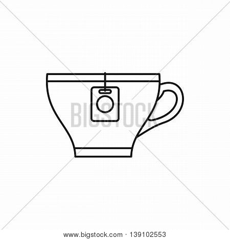 Cup with teabag icon in outline style isolated vector illustration