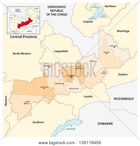 vector administrative and political map of Central Province of Zambia