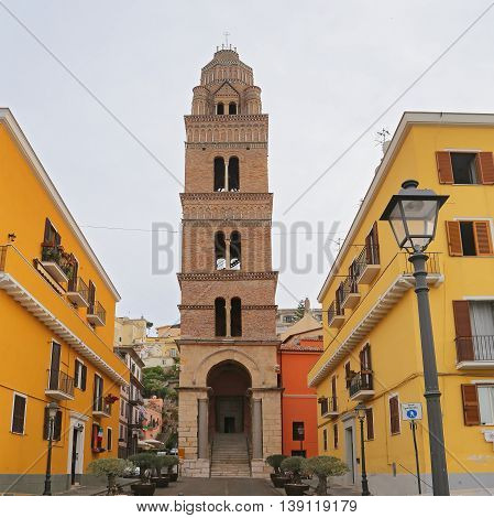 GAETA, ITALY - JUNE 25, 2016: Cathedral Tower by Nicola DI Angelo in Norman style. Gaeta Italy