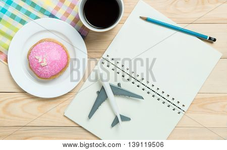 Food Dessert Blogger open blank notebook for copy space.