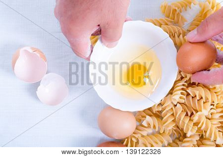 Fusilli Pasta Made By Hand In The Kitchen With Natural Ingredients