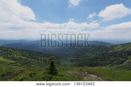 Sunny Summer Day In Krkonose Mountains National Park