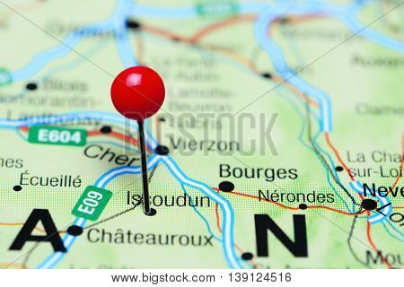 Issoudun pinned on a map of France
