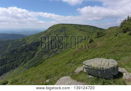 Sunny Summer Day In Krkonose Mountains National Park