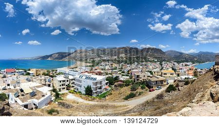 Panorama of Paleochora town, located in western part of Crete island, Greece