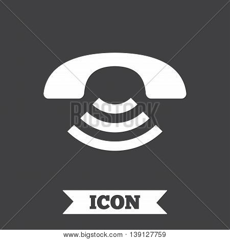Phone sign icon. Support symbol. Call center. Graphic design element. Flat call symbol on dark background. Vector