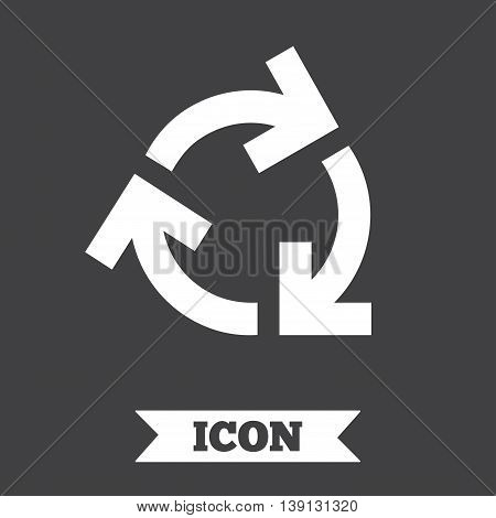 Recycling sign icon. Reuse or reduce symbol.. Graphic design element. Flat reuse or reduce symbol on dark background. Vector