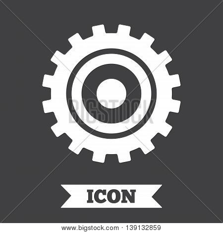Cog settings sign icon. Cogwheel gear mechanism symbol. Graphic design element. Flat cogwheel gear symbol on dark background. Vector