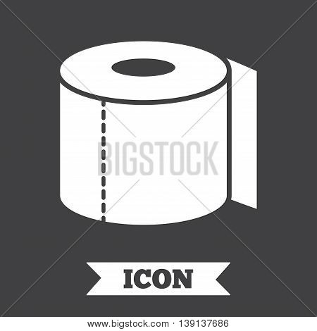 Toilet paper sign icon. WC roll symbol. Graphic design element. Flat toilet paper symbol on dark background. Vector