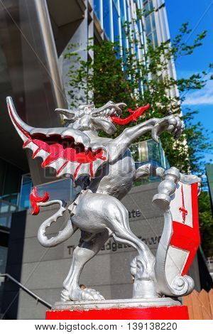 Dragon Statue At The Broadgate Tower In London, Uk