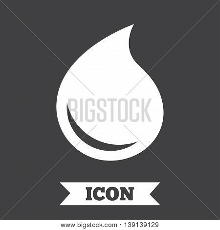 Water drop sign icon. Tear symbol. Graphic design element. Flat water drop symbol on dark background. Vector
