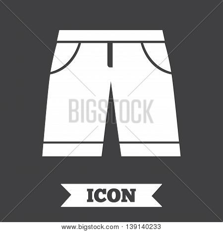 Men's Bermuda shorts sign icon. Clothing symbol. Graphic design element. Flat bermuda shorts symbol on dark background. Vector