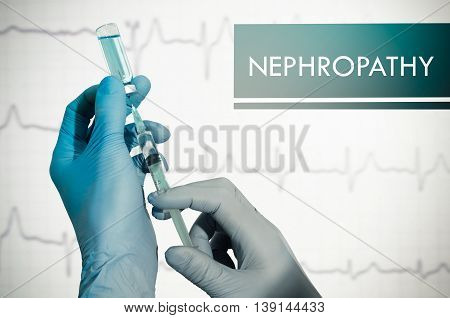 Stop nephropathy. Syringe is filled with injection. Syringe and vaccine
