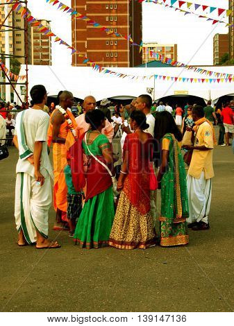 Durban, South Africa - April 20, 2014:  International Festival of Chariots. Indians on holiday.
