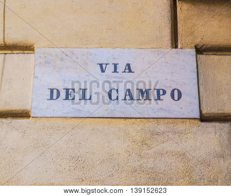 Via Del Campo Street Sign In Genoa Hdr