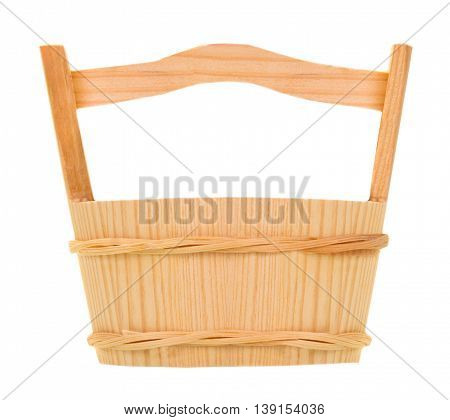 wooden bucket isolated on the white background