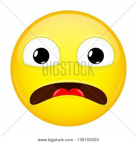 Shocked emoji. Fear emotion. Horror emoticon. Vector illustration smile icon.