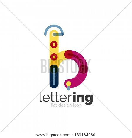 Letter logo business linear icon on white background. Alphabet initial letters company name concept. Flat thin line segments connected to each other. Flat cartoon industrial wire or tube design of ABC