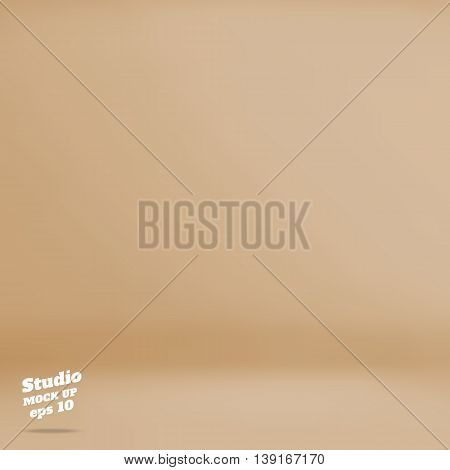 Vector :empty Pastel Brown Studio Room Background ,template Mock Up For Display Of Product,business