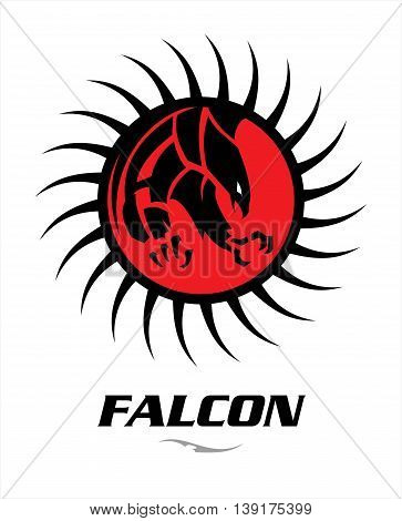 Falcon. Attacking black falcon with sharp big claw on the red circle tribal.