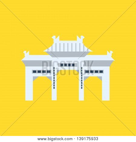 Rsing Shan Monastery Memorial Archway In Hong Kong Flat Bright Color Primitive Drawn Vector Icon Isolated On White Background