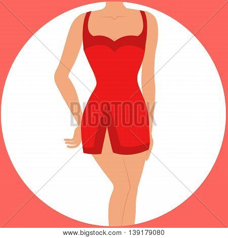 female body wearing red  night dress vector