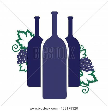 purple bottles of wine with logo design icon