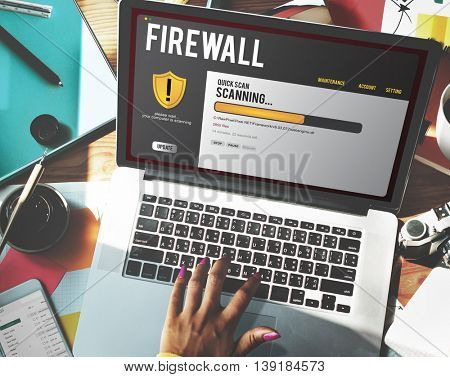 Data File Protection Firewall Malware Removal Concept