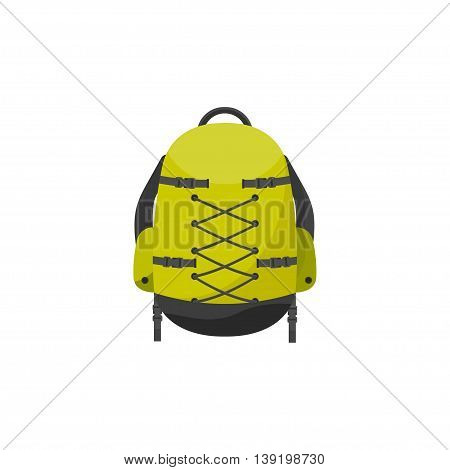 Backpack in a flat stzle. Vector illustration. School bag.Travel, camping or hiking. Tourism. Luggage