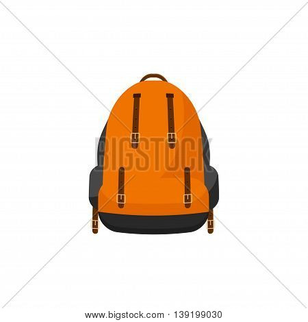 Backpack in a flat stzle. Vector illustration. School bag.Travel, camping or hiking. Tourism. Luggage