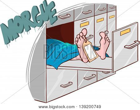 white background vector illustration of a morgue