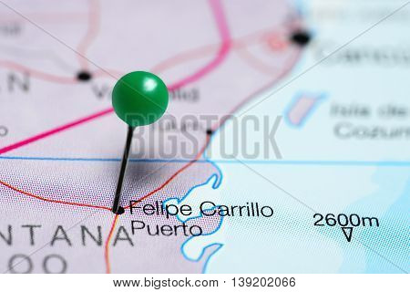 Felipe Carrillo Puerto pinned on a map of Mexico