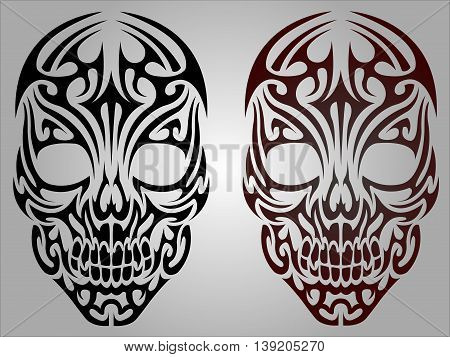 Vector illustration of skull black and red