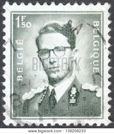 MOSCOW RUSSIA - CIRCA JANUARY 2016: a post stamp printed in BELGIUM shows a portrait of King Baudouin the series "King Baudouin" circa 1969-1970
