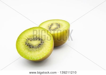 A kiwi fruit slice close up isolated