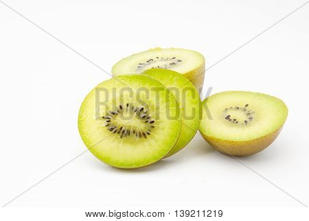 A kiwi fruit slice close up isolated