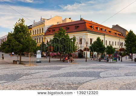 NITRA, SLOVAKIA - JULY 02, 2016: Square in the old town of Nitra on July 02, 2016.