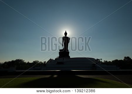 Silhouette Buddha Statue at Phutthamonthon Phutthamonthon Road line 4 Salaya Nakhon Pathom.