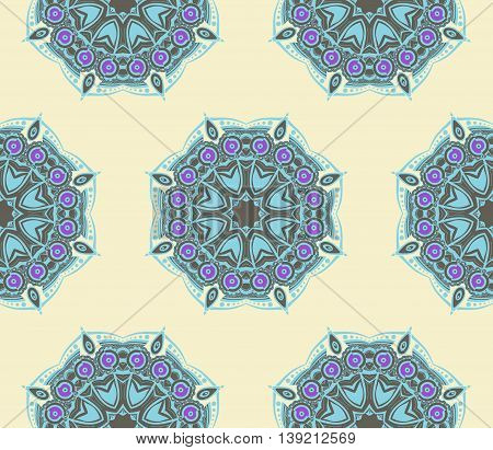 Hand drawn seamless pattern with mandalas. Endless texture can be used for wallpaper, textile, pattern fills, web page background.