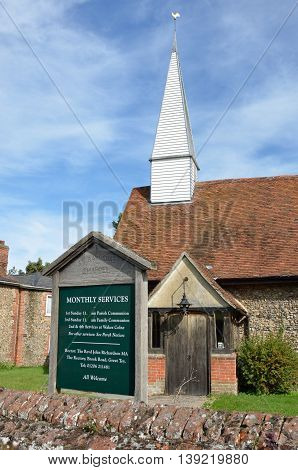 CHAPPEL ESSEX UK 31 Aug 2014: Traditional village church - St. Barnabas Chappel