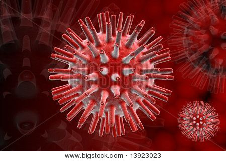 Digital illustration of herpes VIRUS in 3d on digital background
