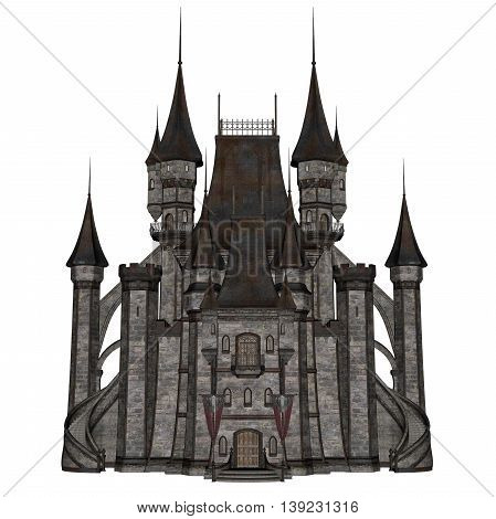 Beautiful detailed castle isolated in white background - 3D render