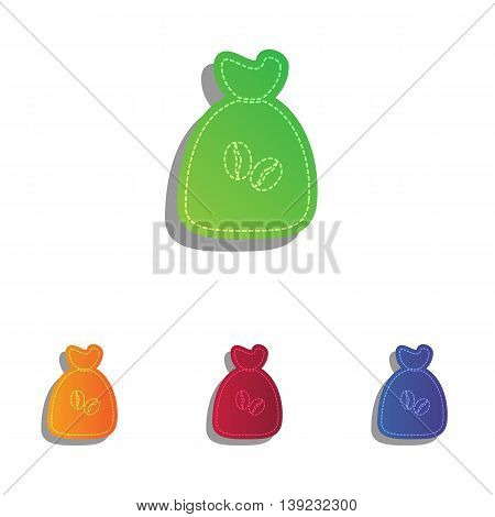 Coffee bag Icon. Coffee bag Vector. Coffee bag Icon Button. Colorfull applique icons set.