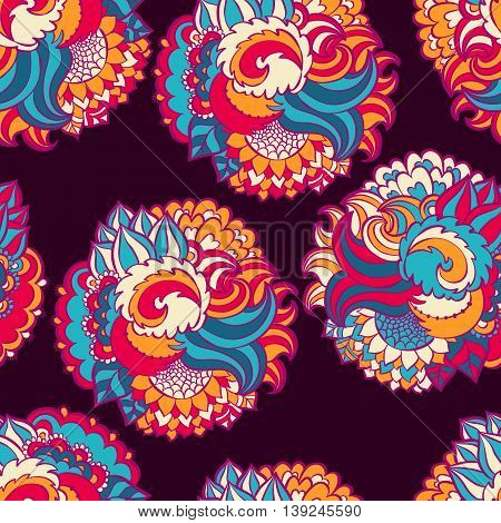 Hand painted watercolor vector flowerseamless pattern background