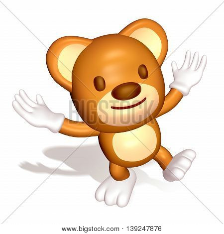 3D Big Brown Bear Standing With His Arms Open