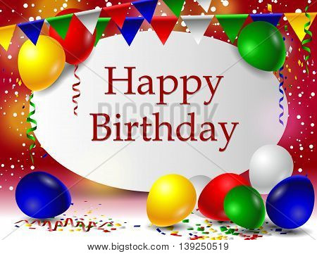 Birthday card with colorful balloons for you design