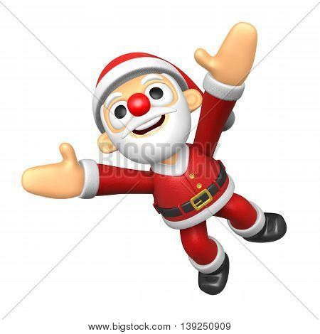3D Santa Character Jumping. 3D Christmas Character Design Series.