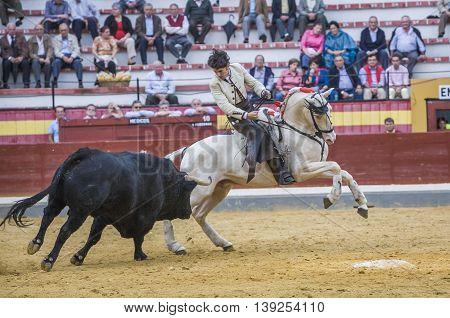Jaen SPAIN - October 13 2008: Diego Ventura bullfighter on horseback spanish Jaen Spain